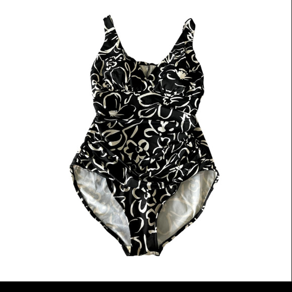 Trimshaper Other - Trimshaper 16 One Piece Floral Swim Suit Black White Sexy Plus Size XL